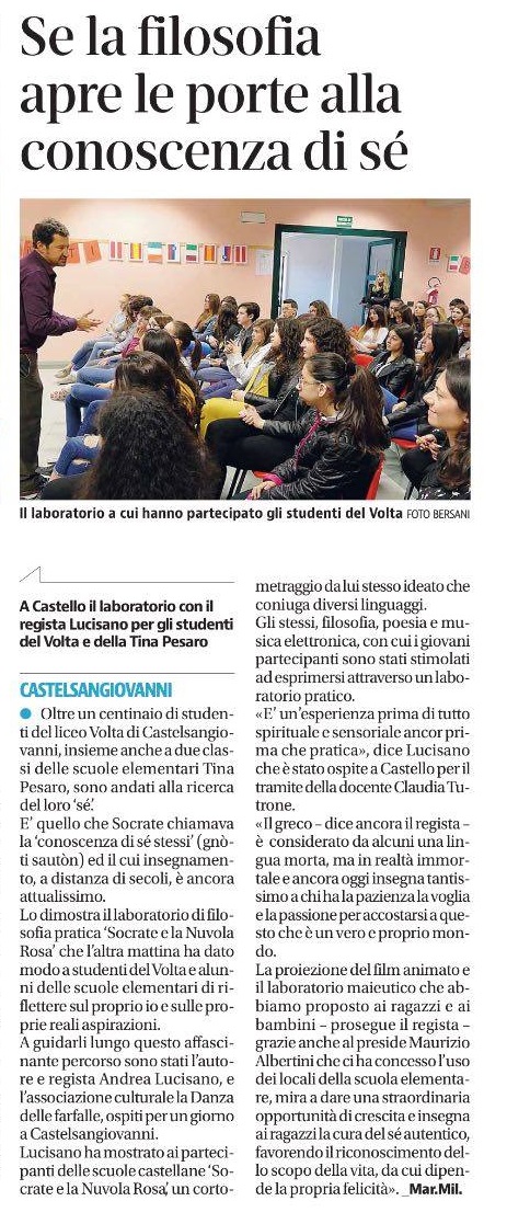 Lab Socrate e la Nuvola Rosa Castel San Giovanni Liceo Volta 7 Aprile 2017